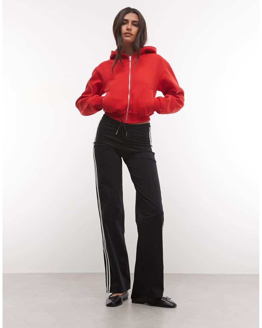 Collusion Red Cropped Hoodie Zip Through