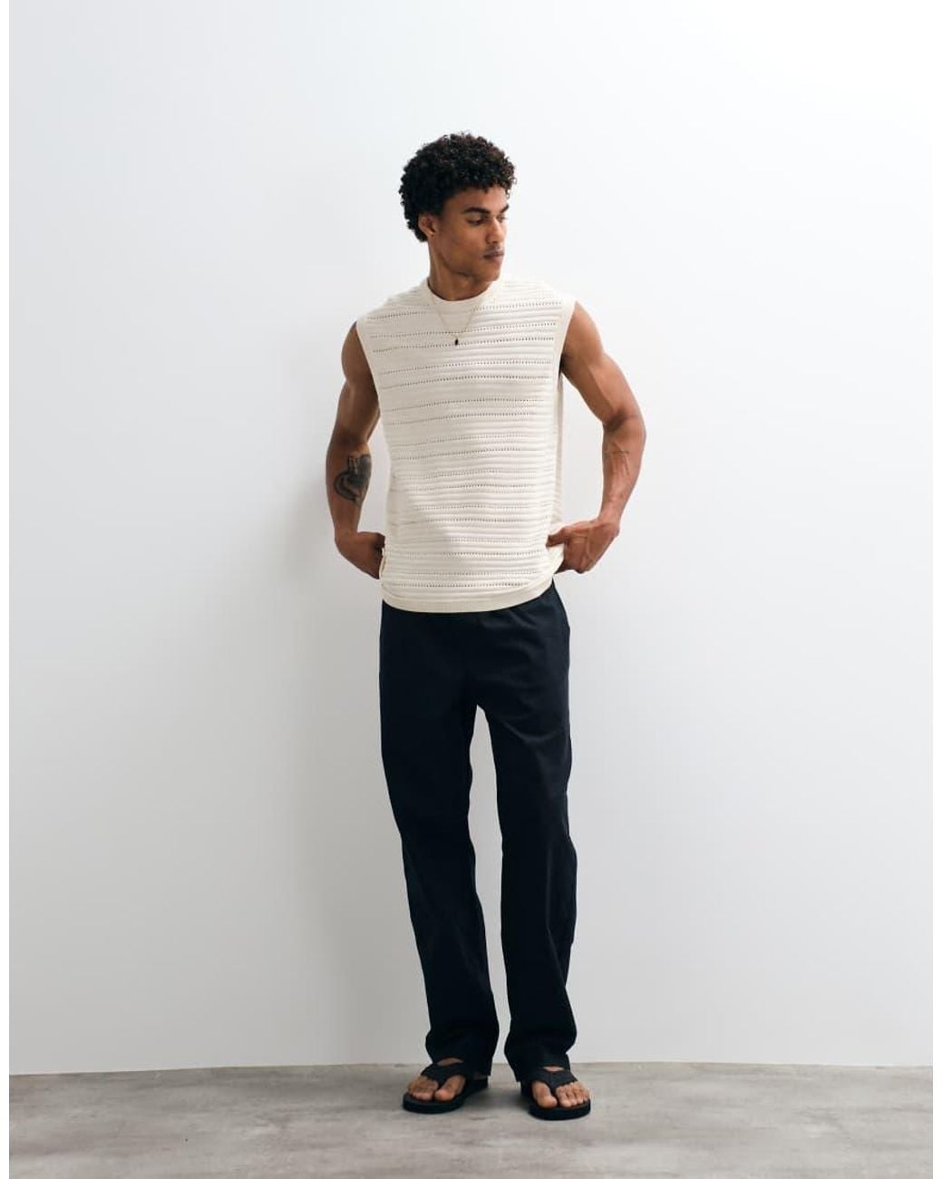 ASOS Multicolor Knitted Relaxed Textured Ribbed Singlet for men