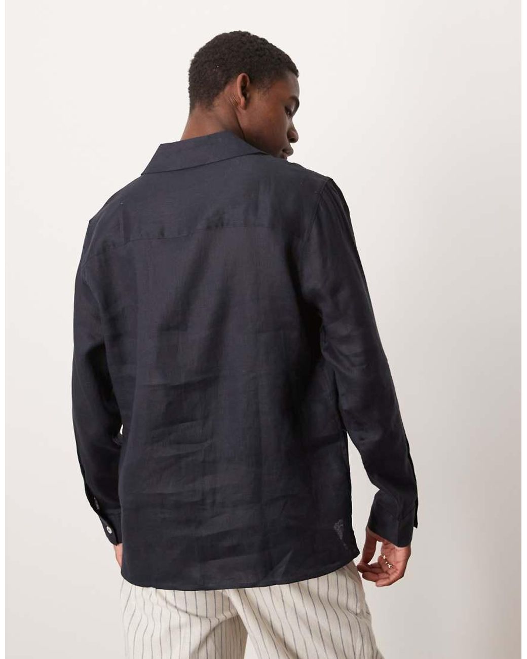Mango Blue Linen Overshirt for men