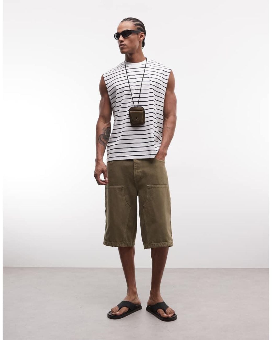 ASOS Red Oversized Tank With Text Puff Print for men