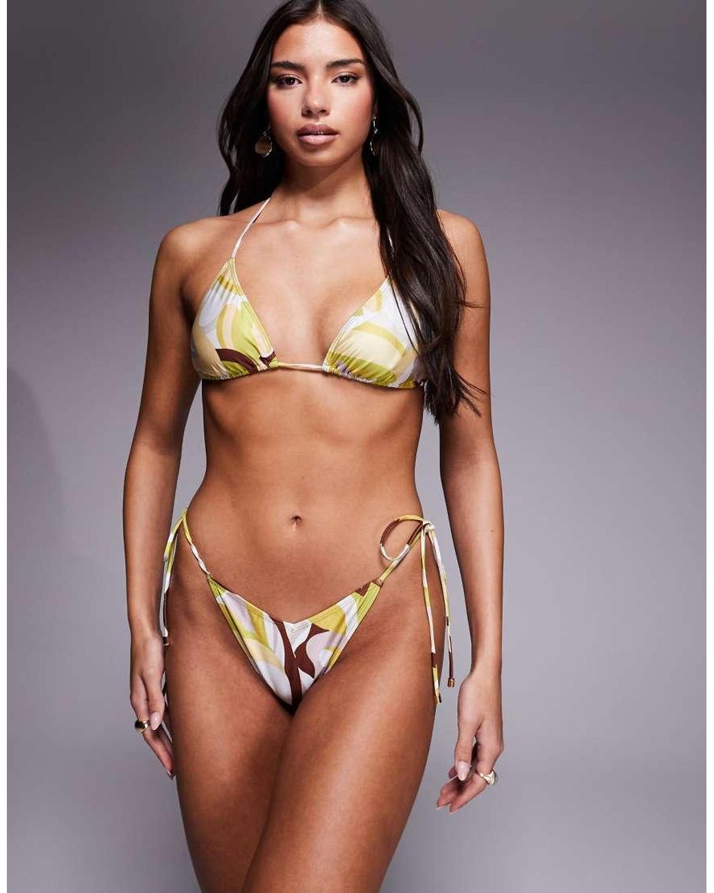 South Beach Green Abstract Print Triangle Bikini Top