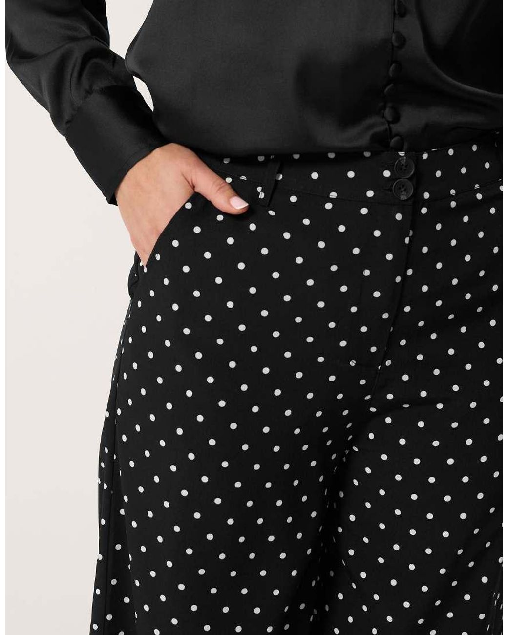 Long Tall Sally Black Polka Dot Print Wide Leg Trousers
