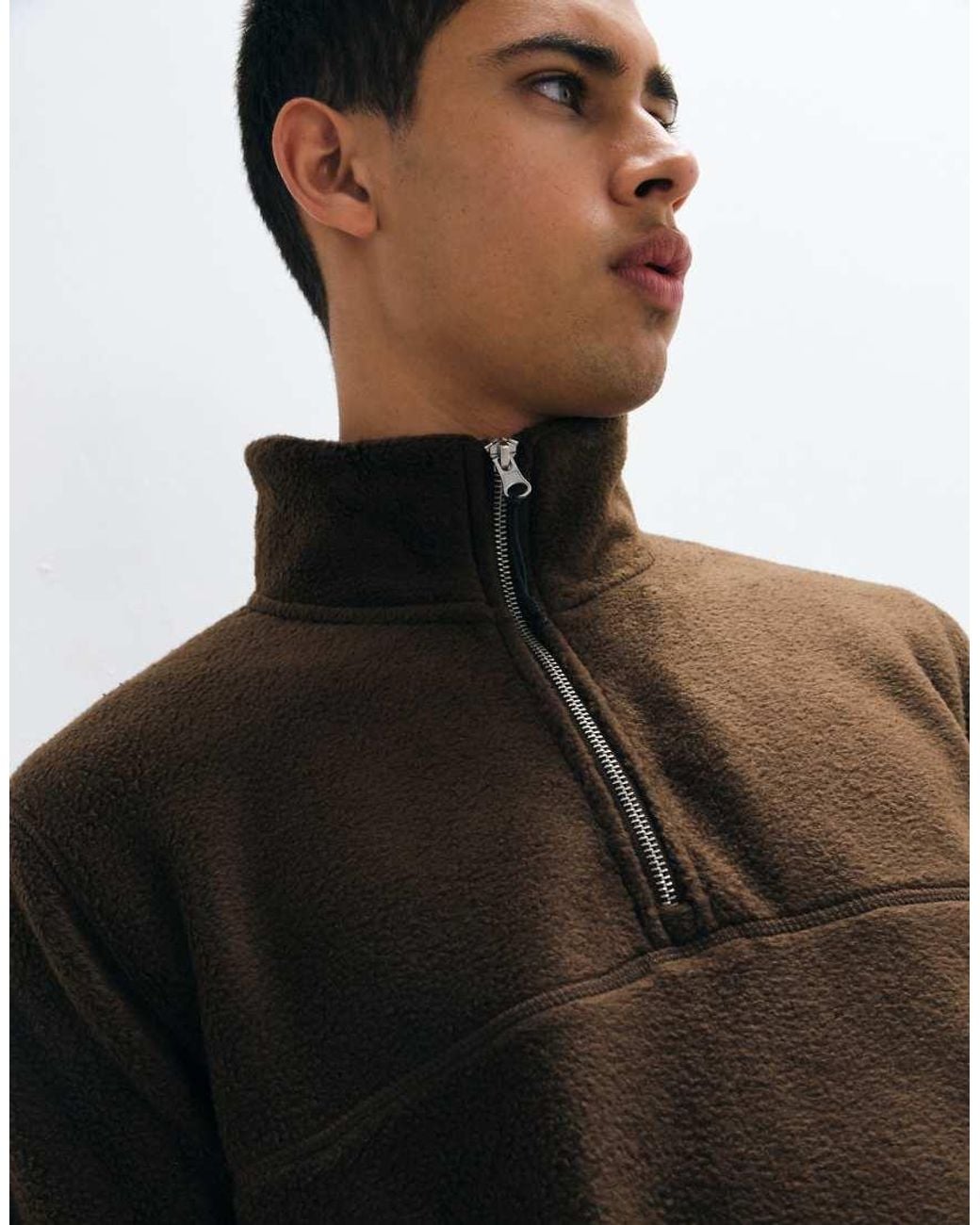 ASOS Brown Quarter Zip Fleece for men