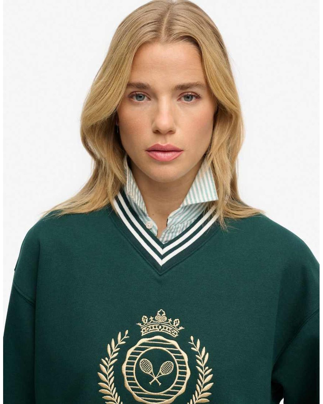 Superdry Green Country Club Loose V-Neck Sweatshirt