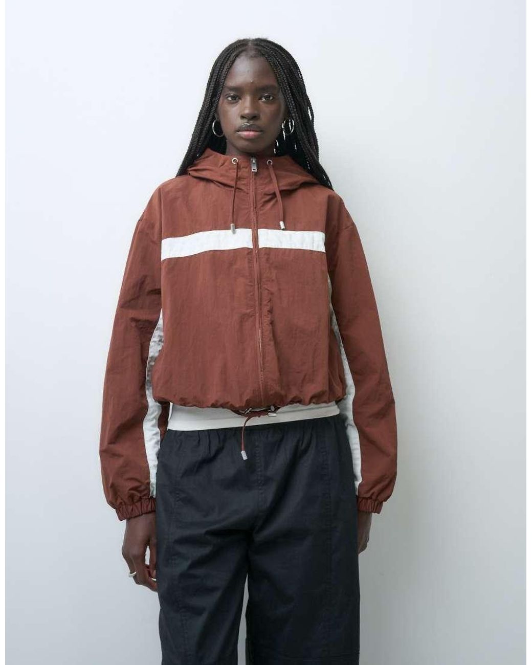 ASOS Red Colour Block Track Jacket With Hood