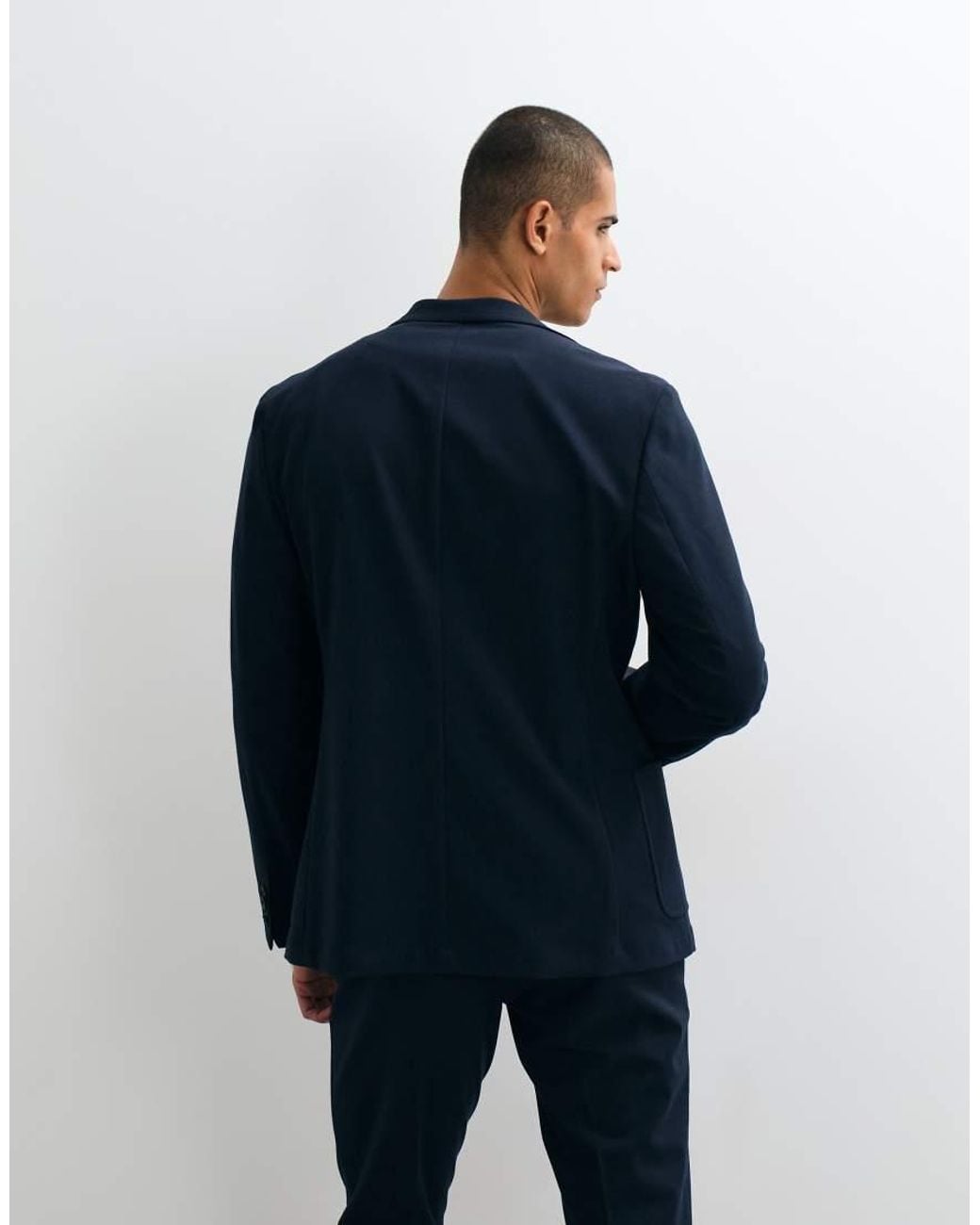 ASOS Blue Stretch Crease Resistant Slim Suit Jacket for men