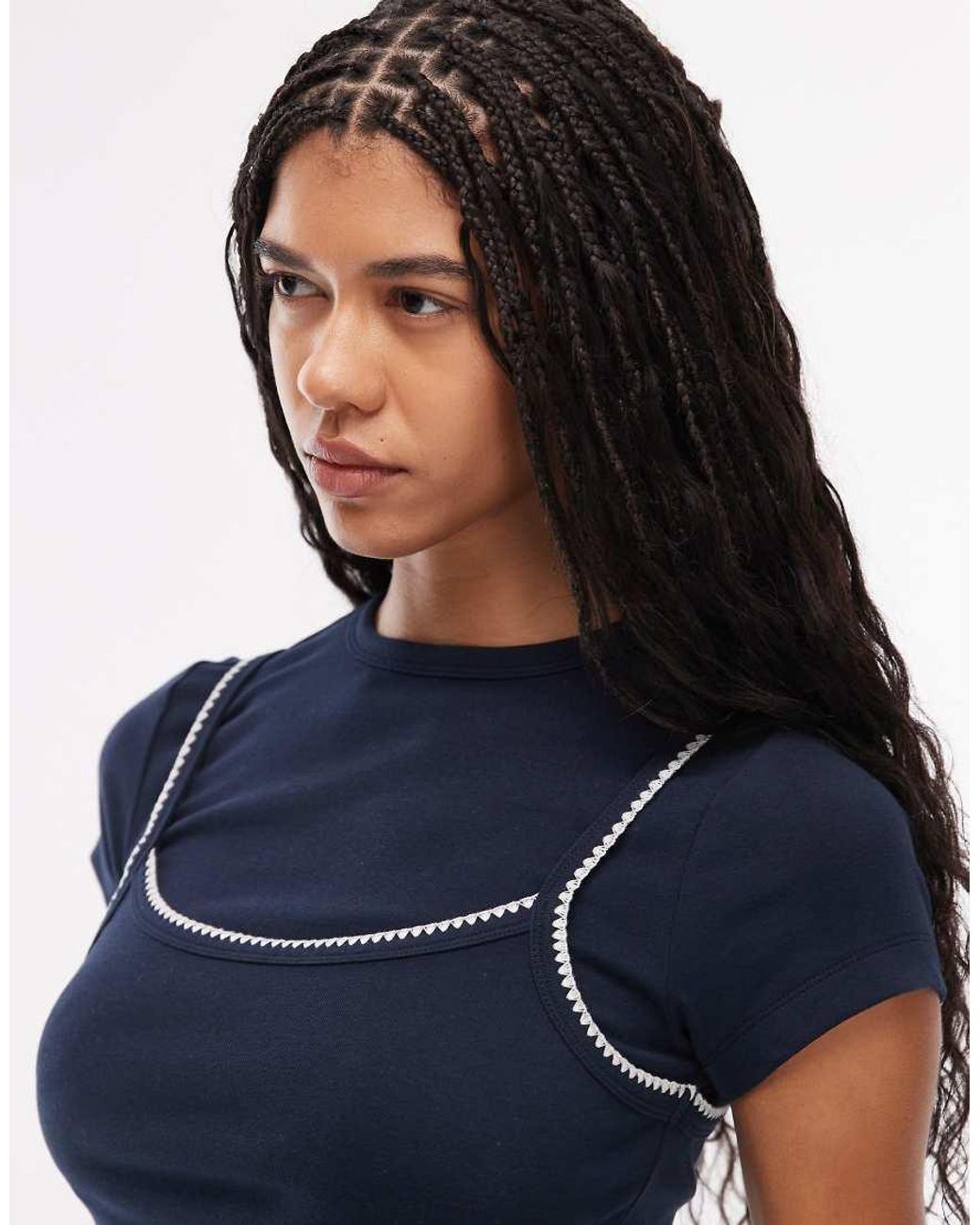 ASOS Blue Short Sleeve Double Layer Top