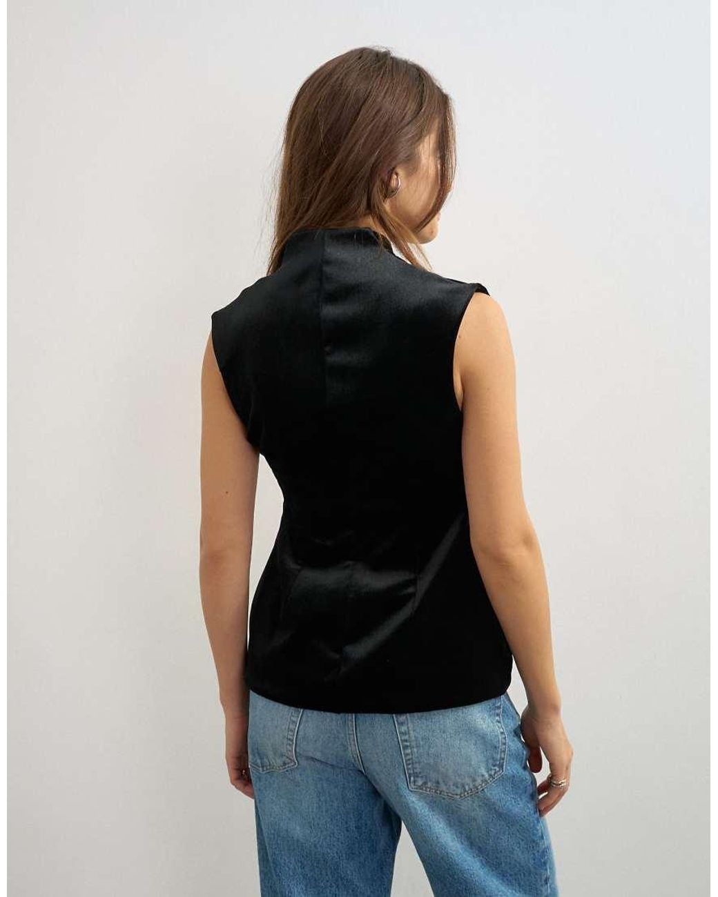 TOPSHOP Blue Velvet Bonded Waistcoat