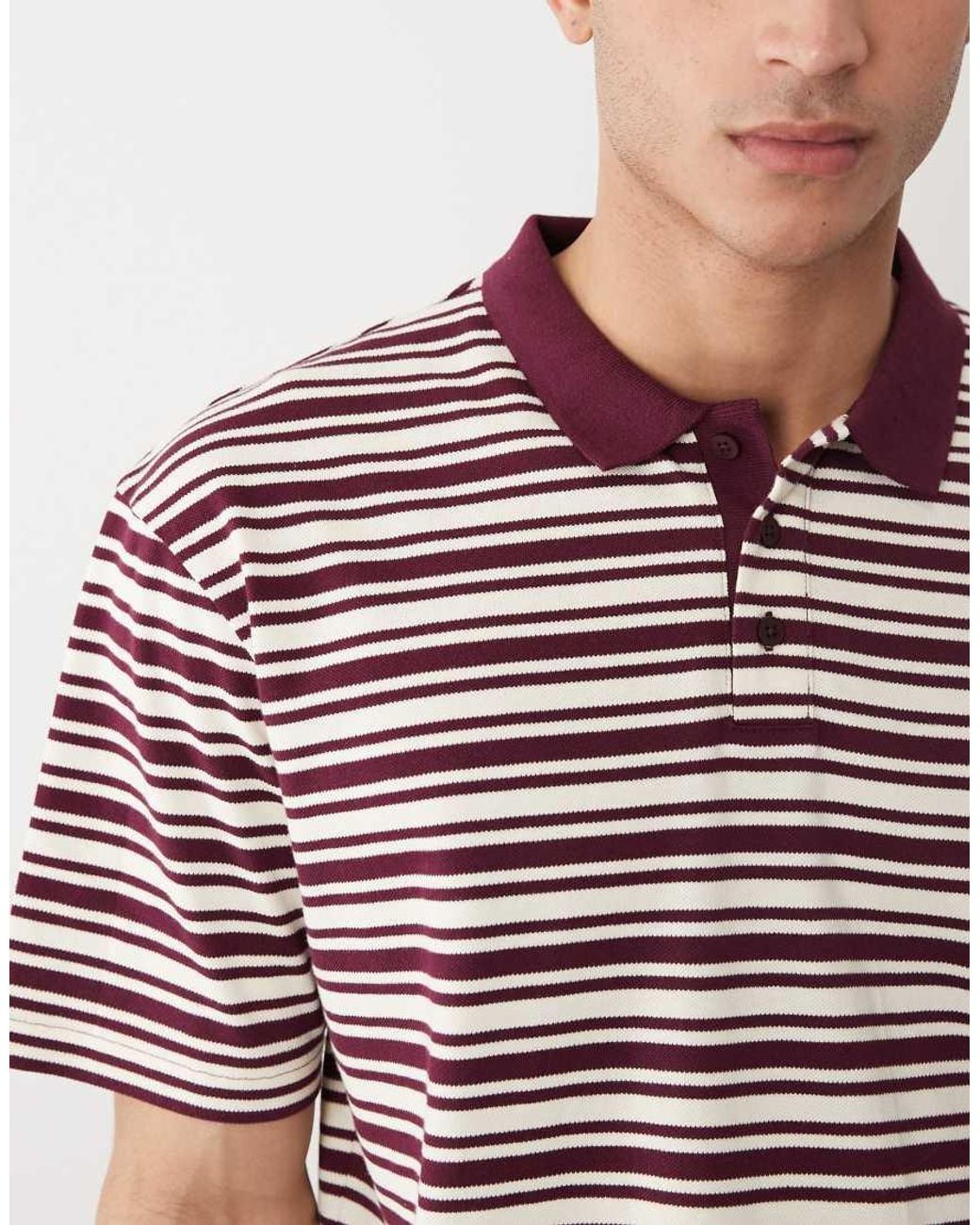 Threadbare Red Relaxed Fit Knit Short Sleeve Polo Top for men
