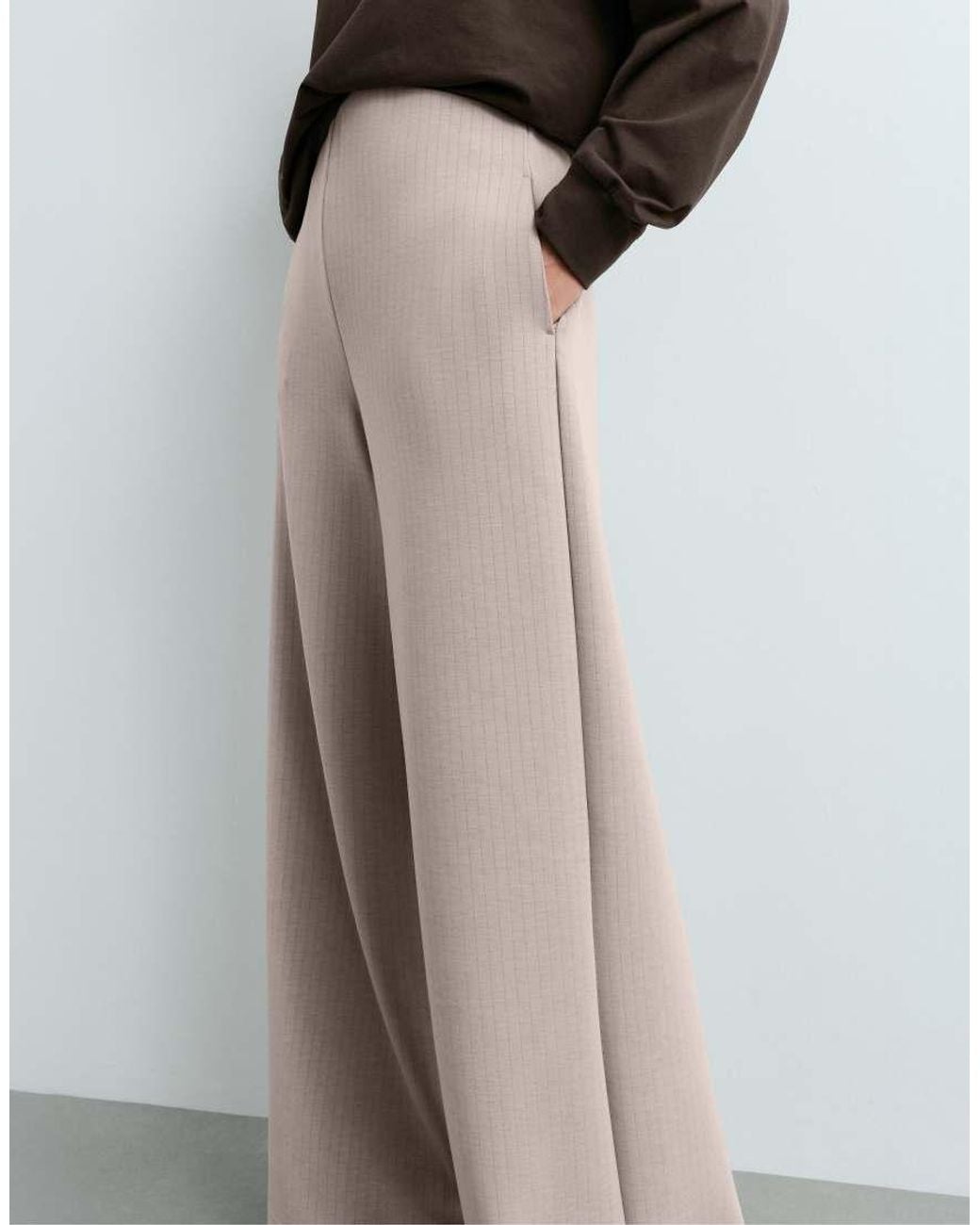 Oysho Brown Super High-rise Striped Modal Trousers