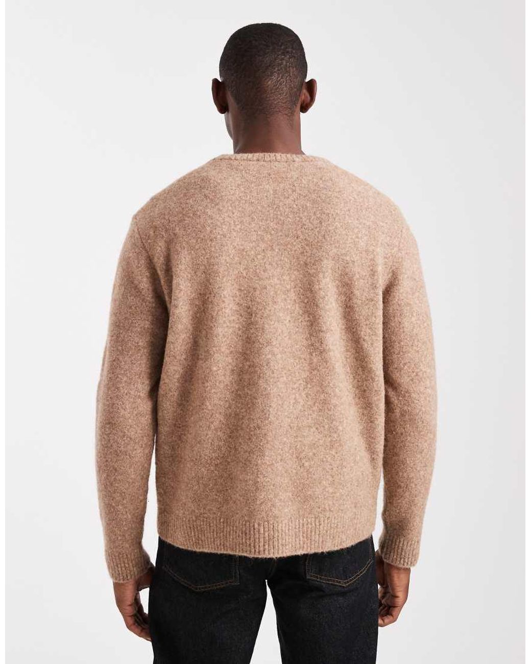 ASOS Brown Relaxed Knitted Crew Neck Jumper for men