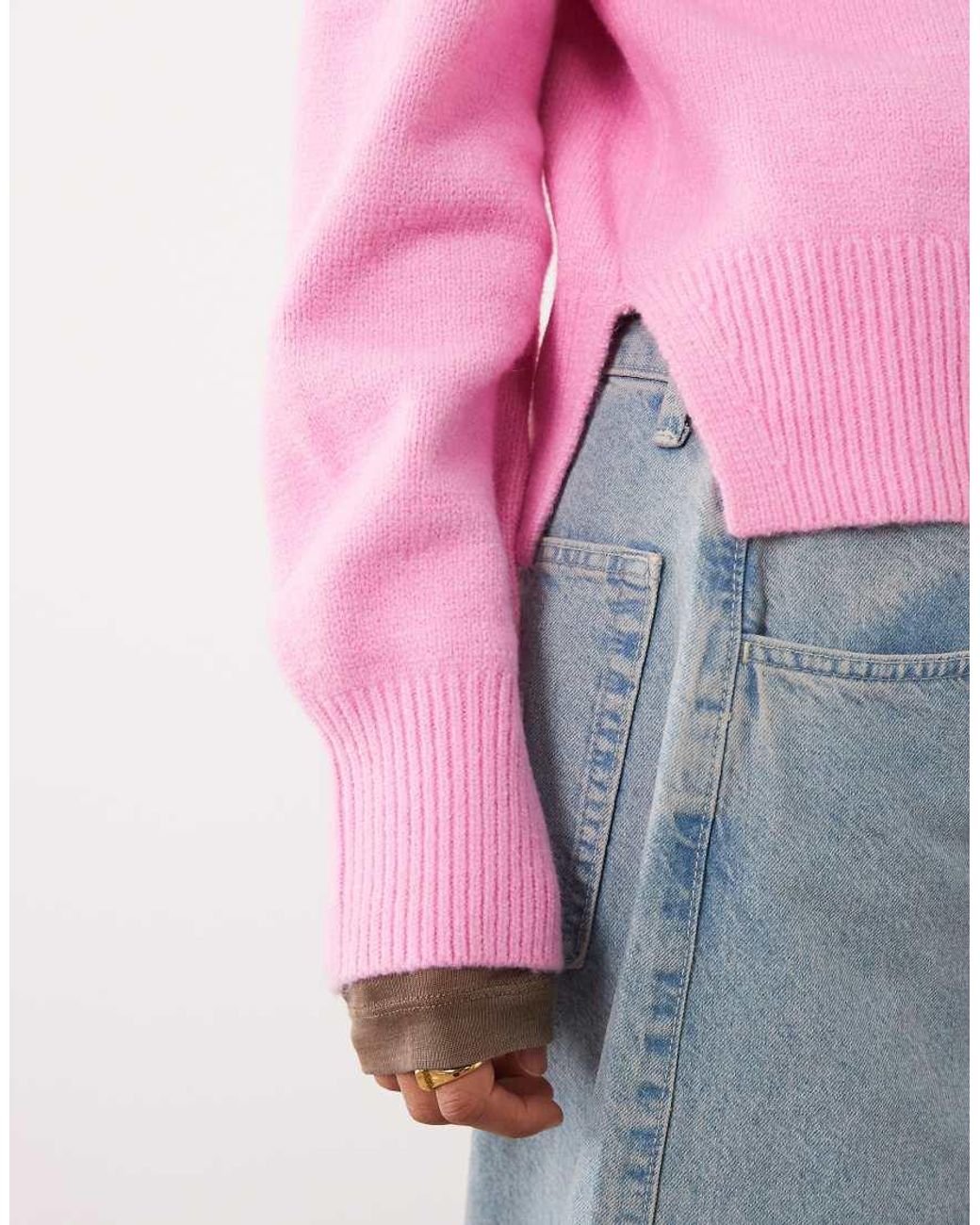 ASOS Pink Relaxed Sweater With Side Split Detail
