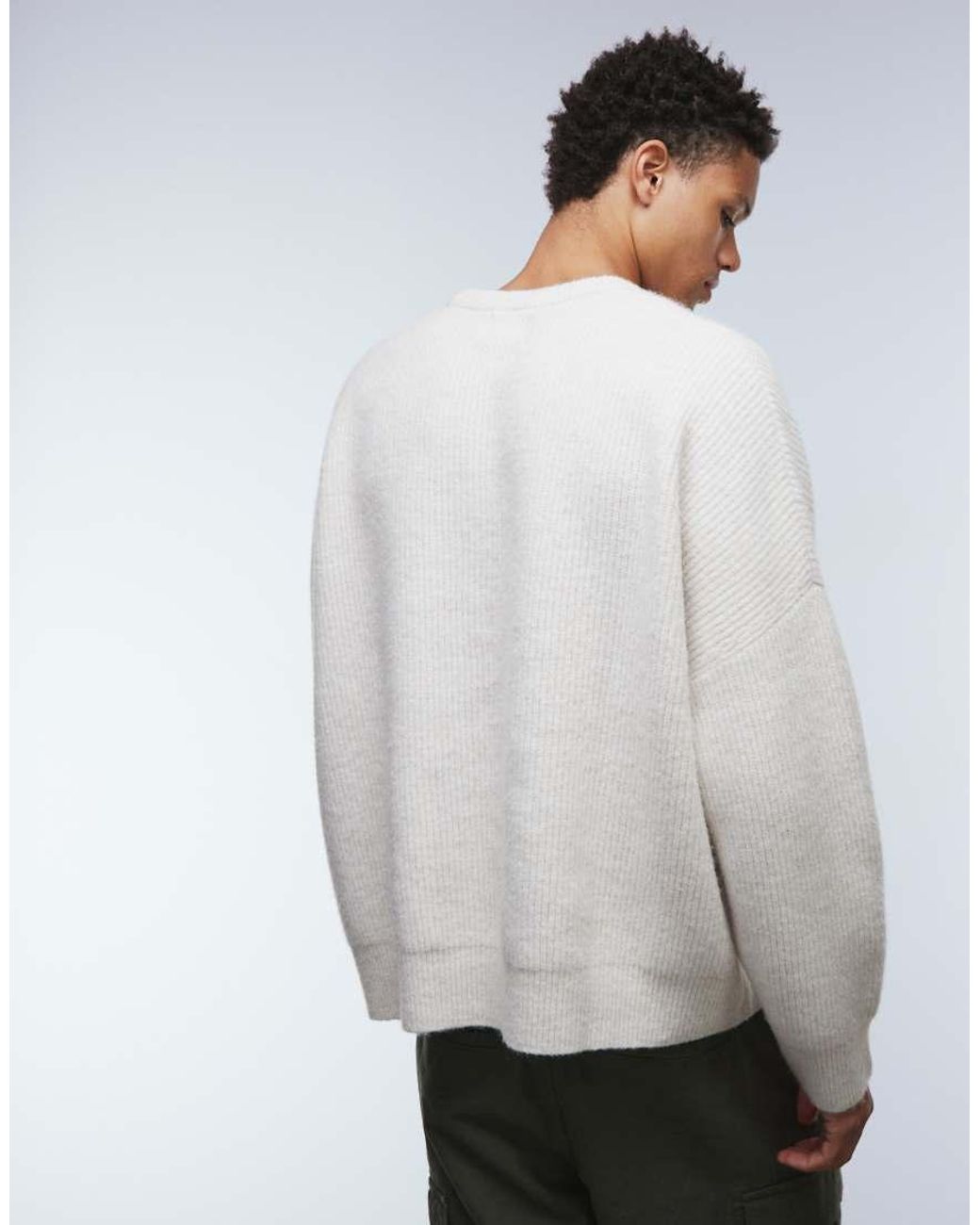 ASOS Natural Super Oversized Boxy Fit Knitted Fisherman Rib Jumper for men