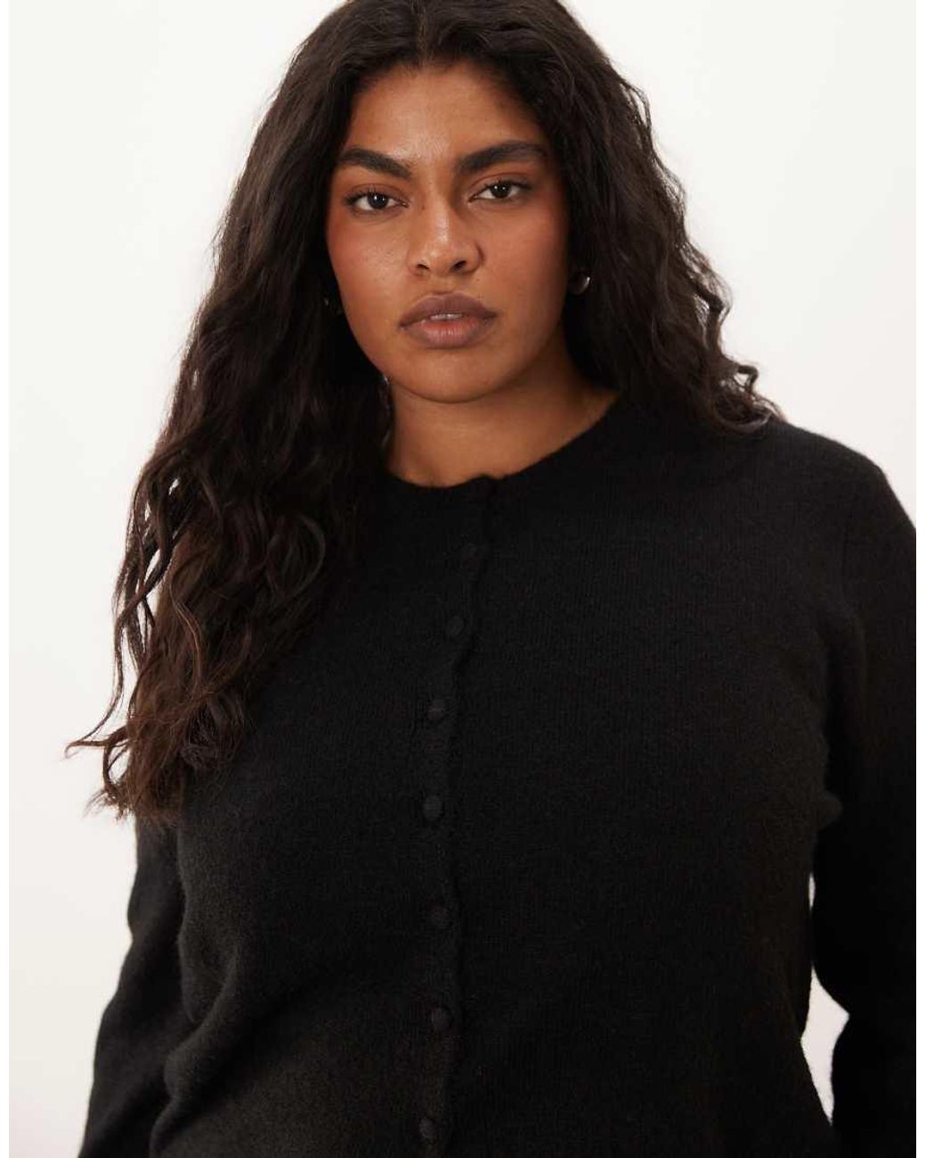 ASOS Black Asos Design Curve Wool Blend Neat Fit Cardigan