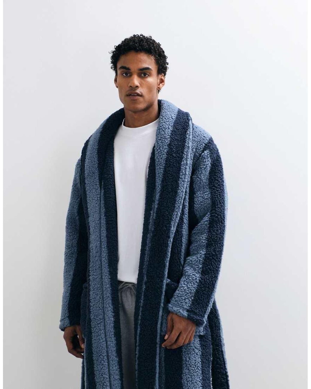Albornoz A Rayas Empolvado Threadbare de hombre de color Blue