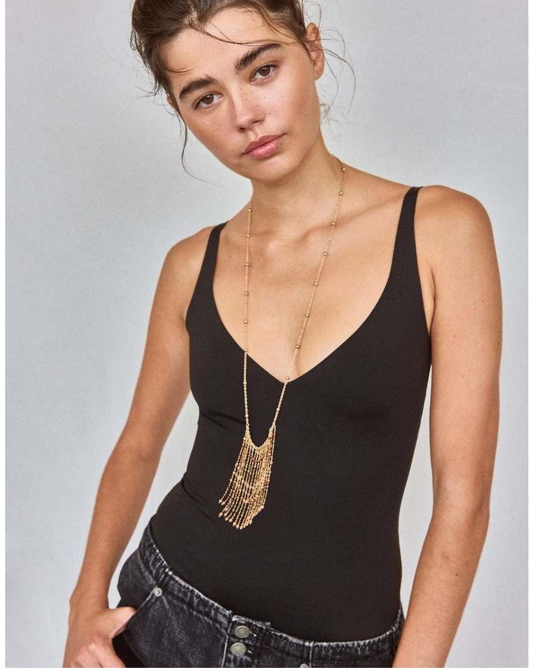 Stradivarius White Fringed Necklace