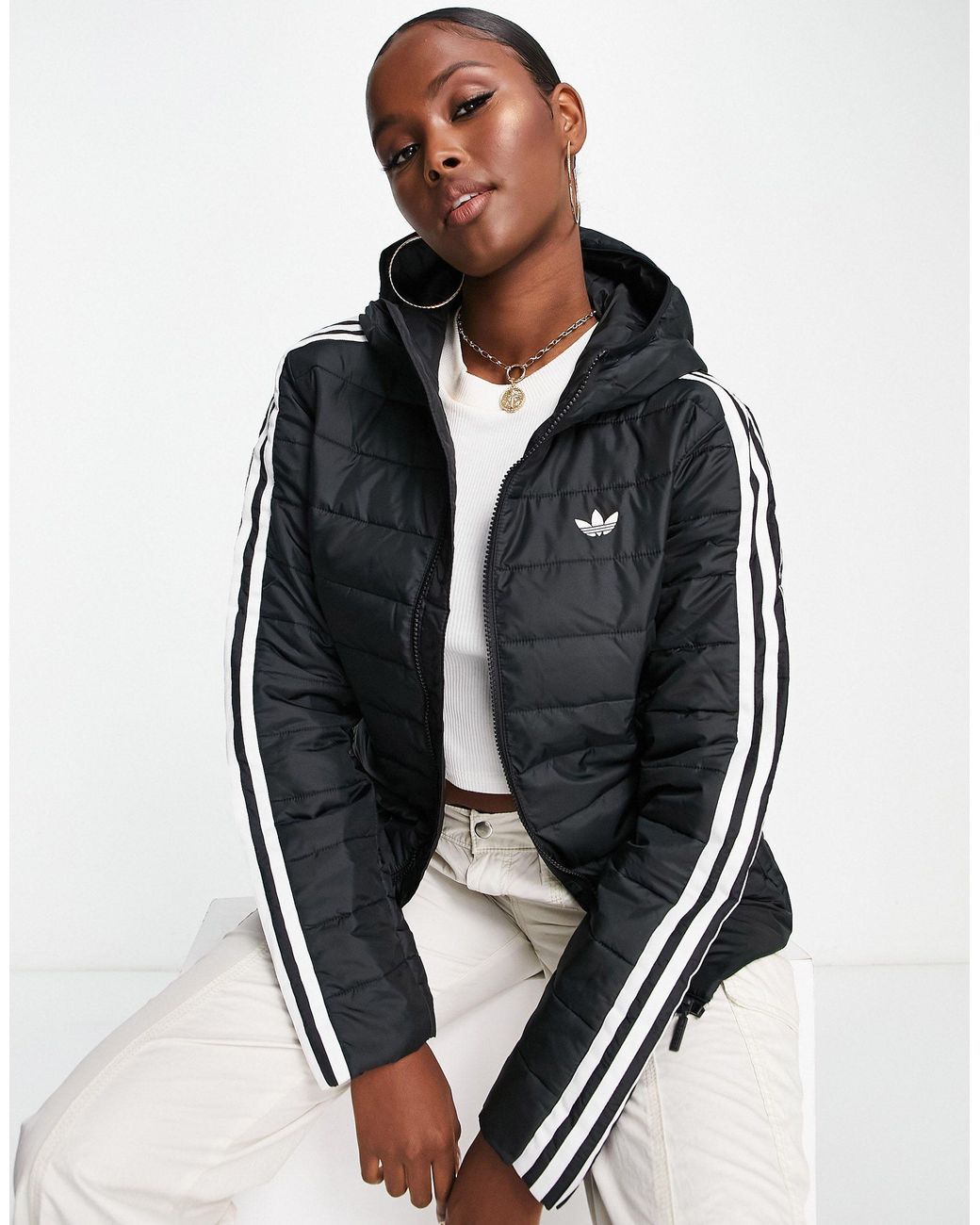 Black slim puffer jacket hot sale