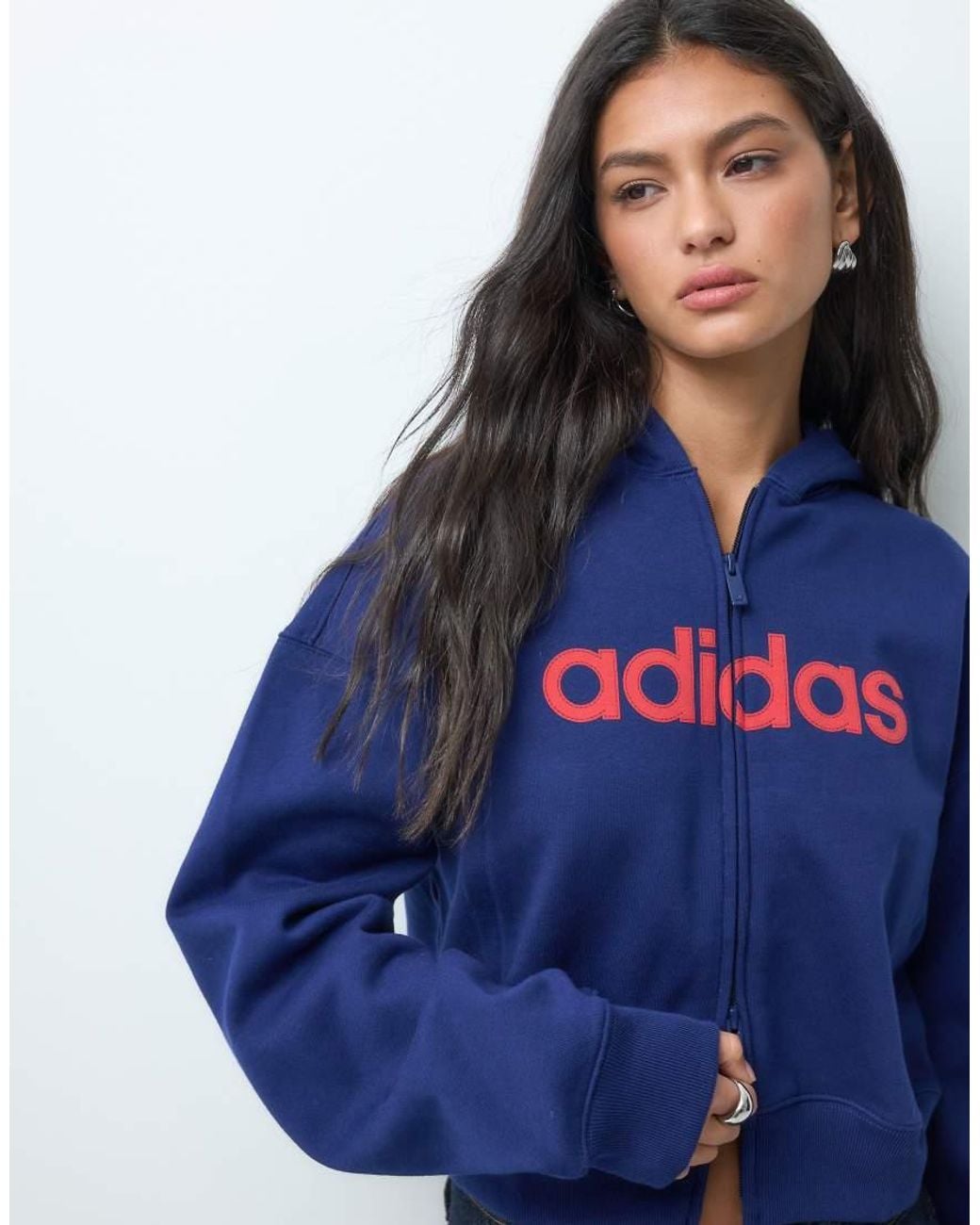 Adidas Originals Blue Retro Logo Full Zip Hoodie