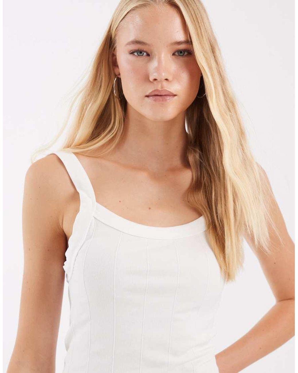 Free People White So Soft Seamless Scoop Tank Top