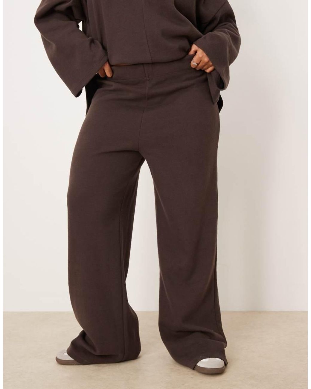 ASOS Brown Asos Design Curve Supersoft Co-ord Wide Leg jogger