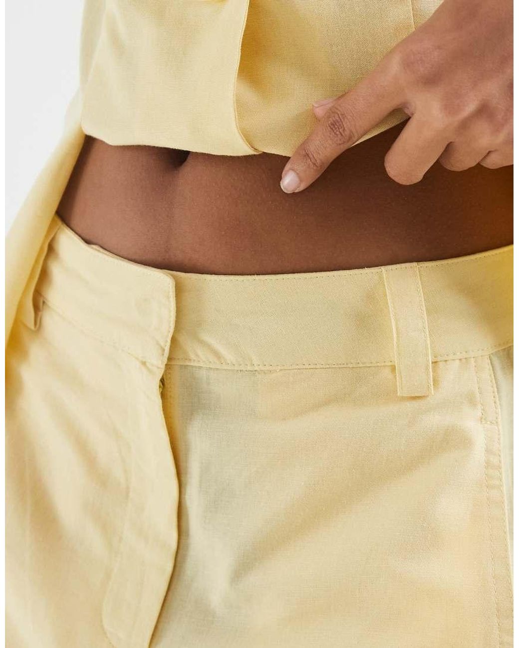 Vero Moda Natural Linen Look Tailored Wide Barrel Trousers Co-ord