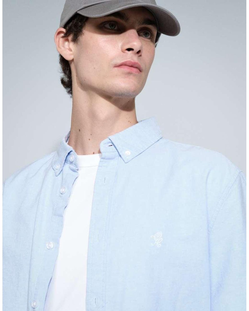 ASOS White Regular Fit Oxford Shirt With Chest Embroidery for men