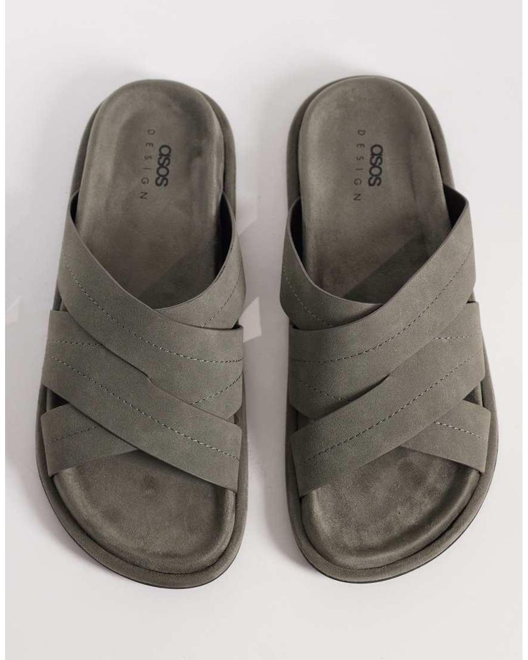 ASOS Brown Cross Over Strap Sandals for men