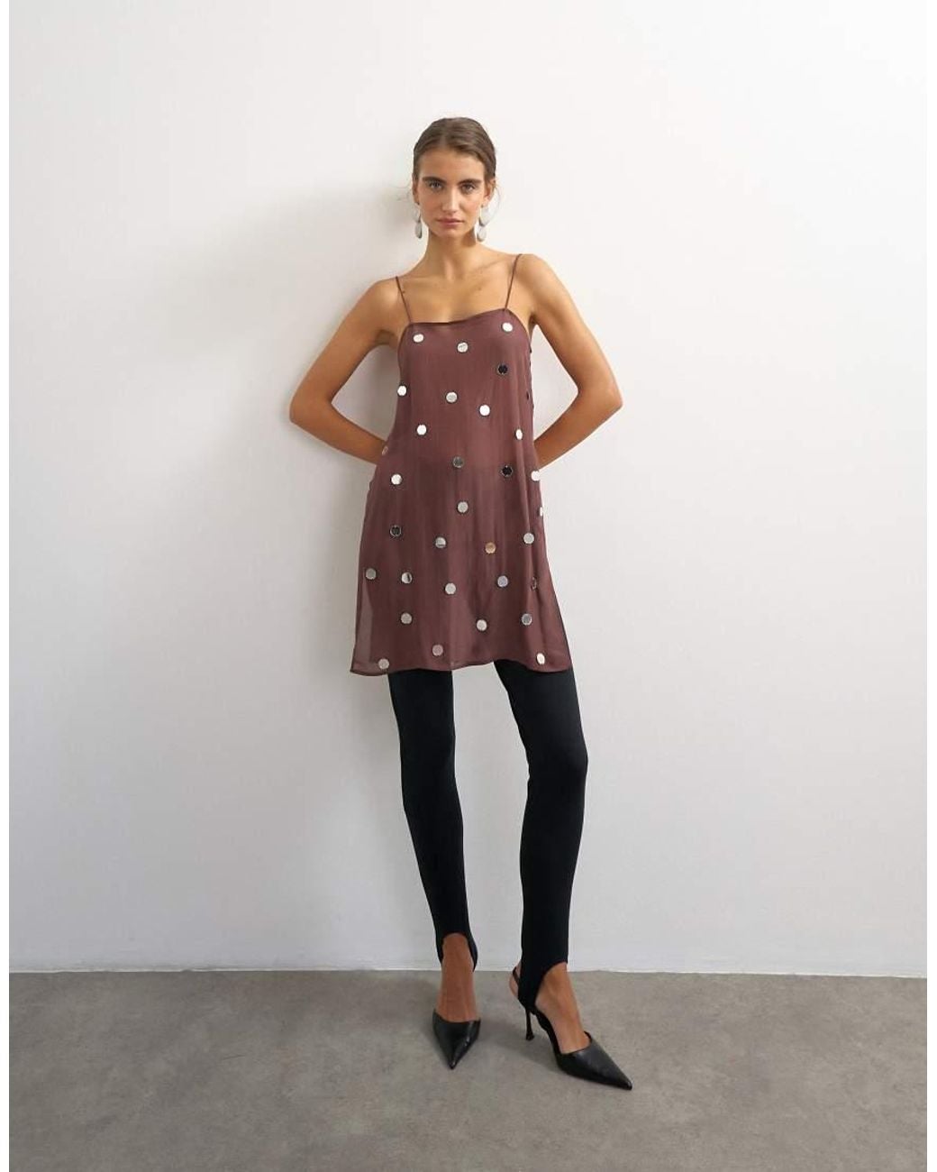 TOPSHOP White Premium Oversized Sequin Cami