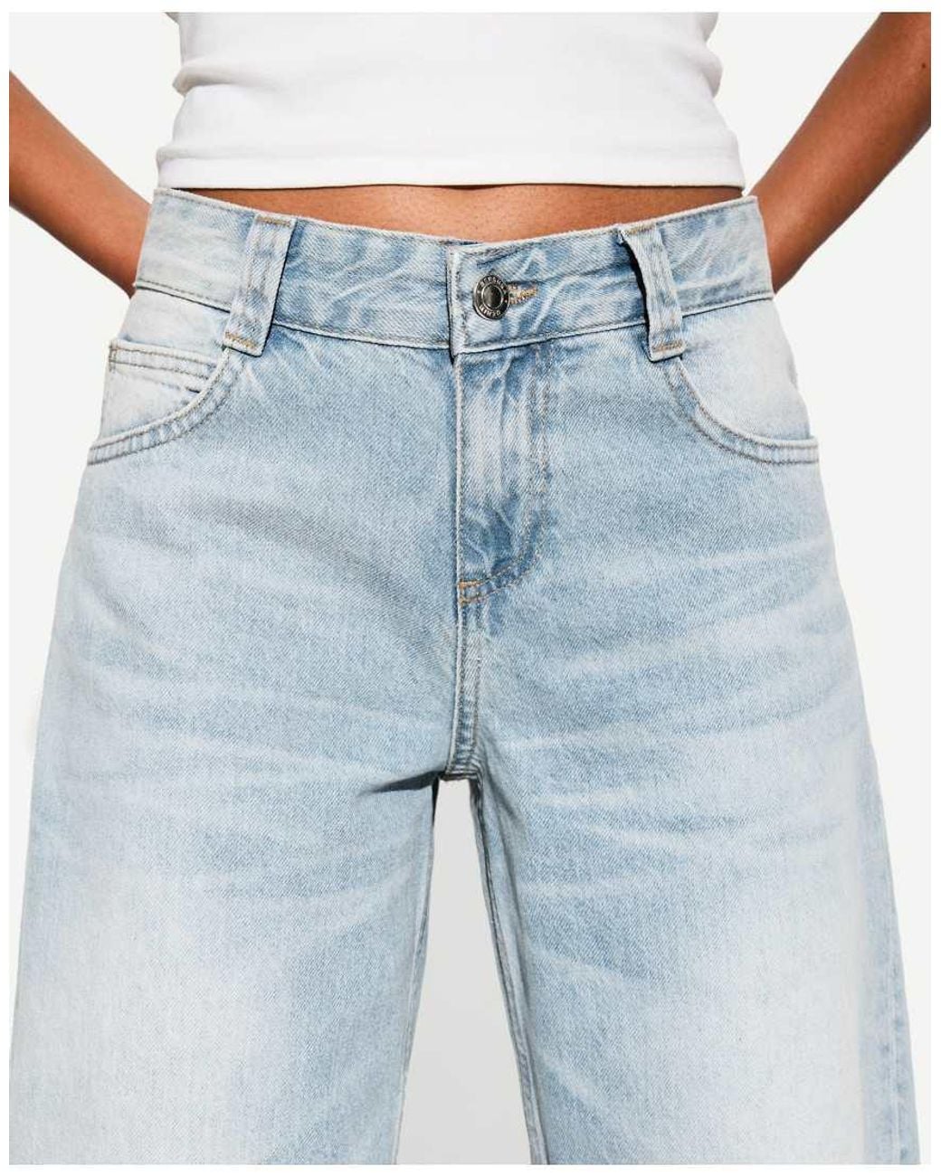 Bershka White Barrel Jeans