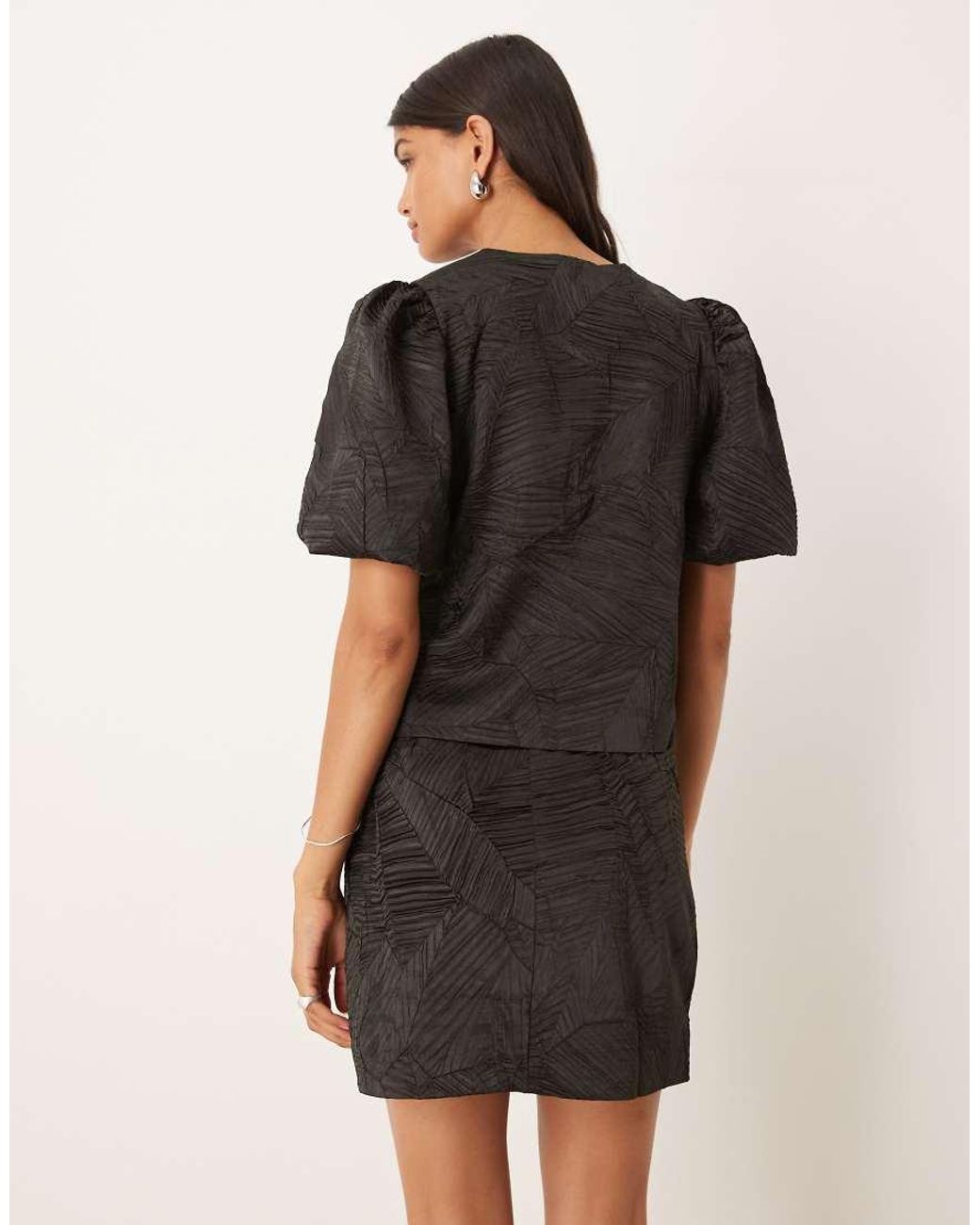 Y.A.S Natural Jacquard Mini Skirt Co-ord