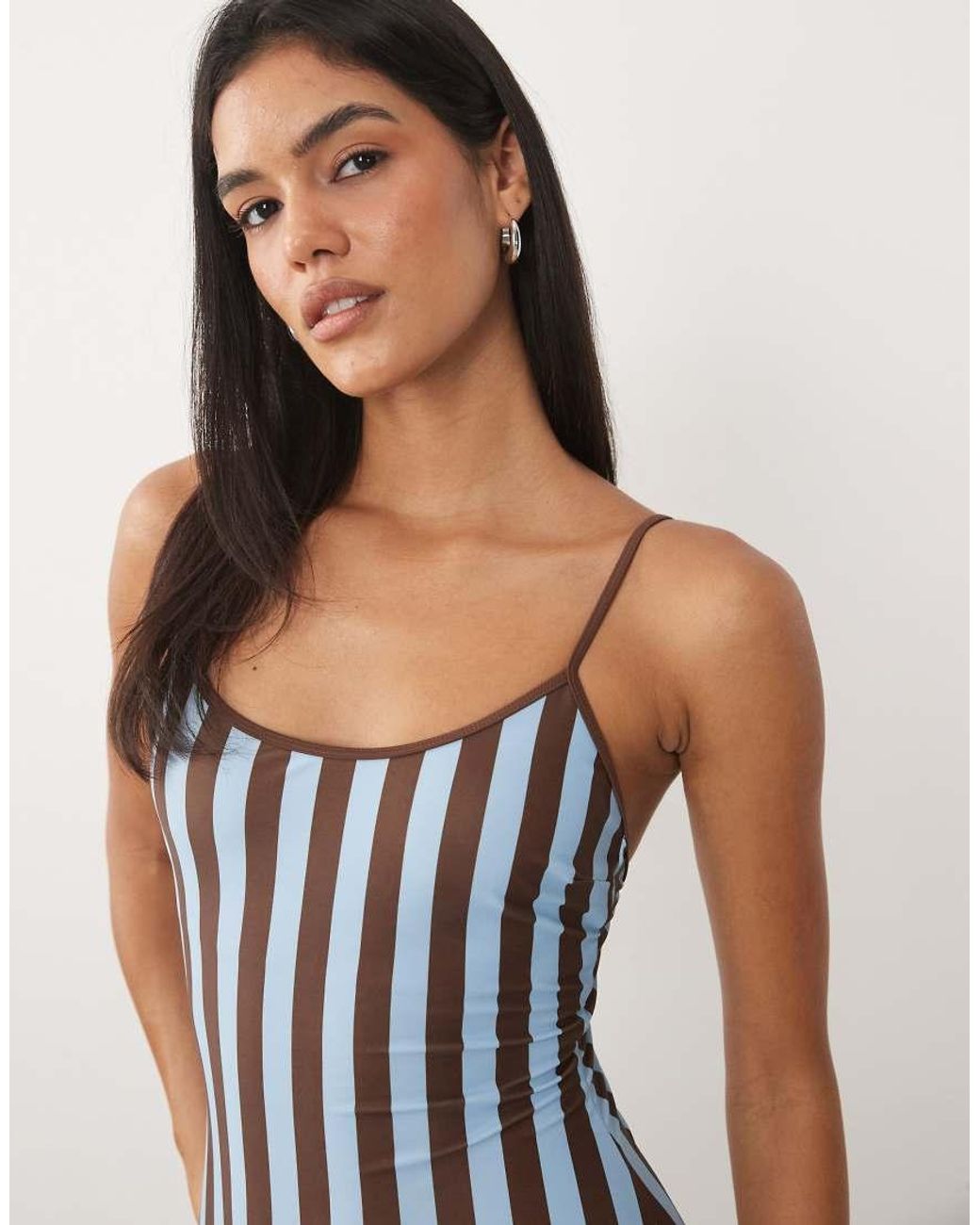 ASOS Brown Ellie Square Neck Cami Swimsuit