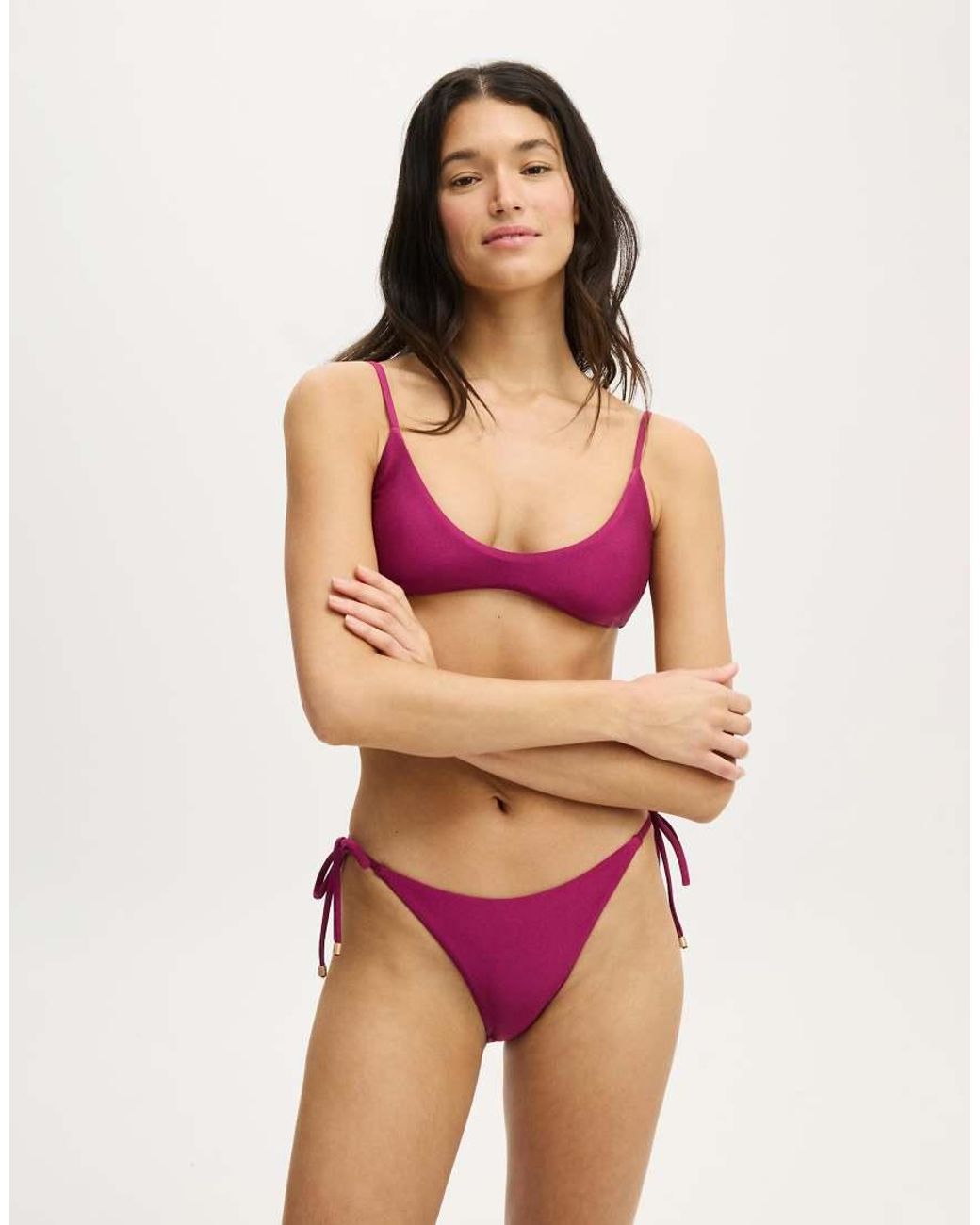Cotton On Red String Tie Side Brazilian Bikini Bottom