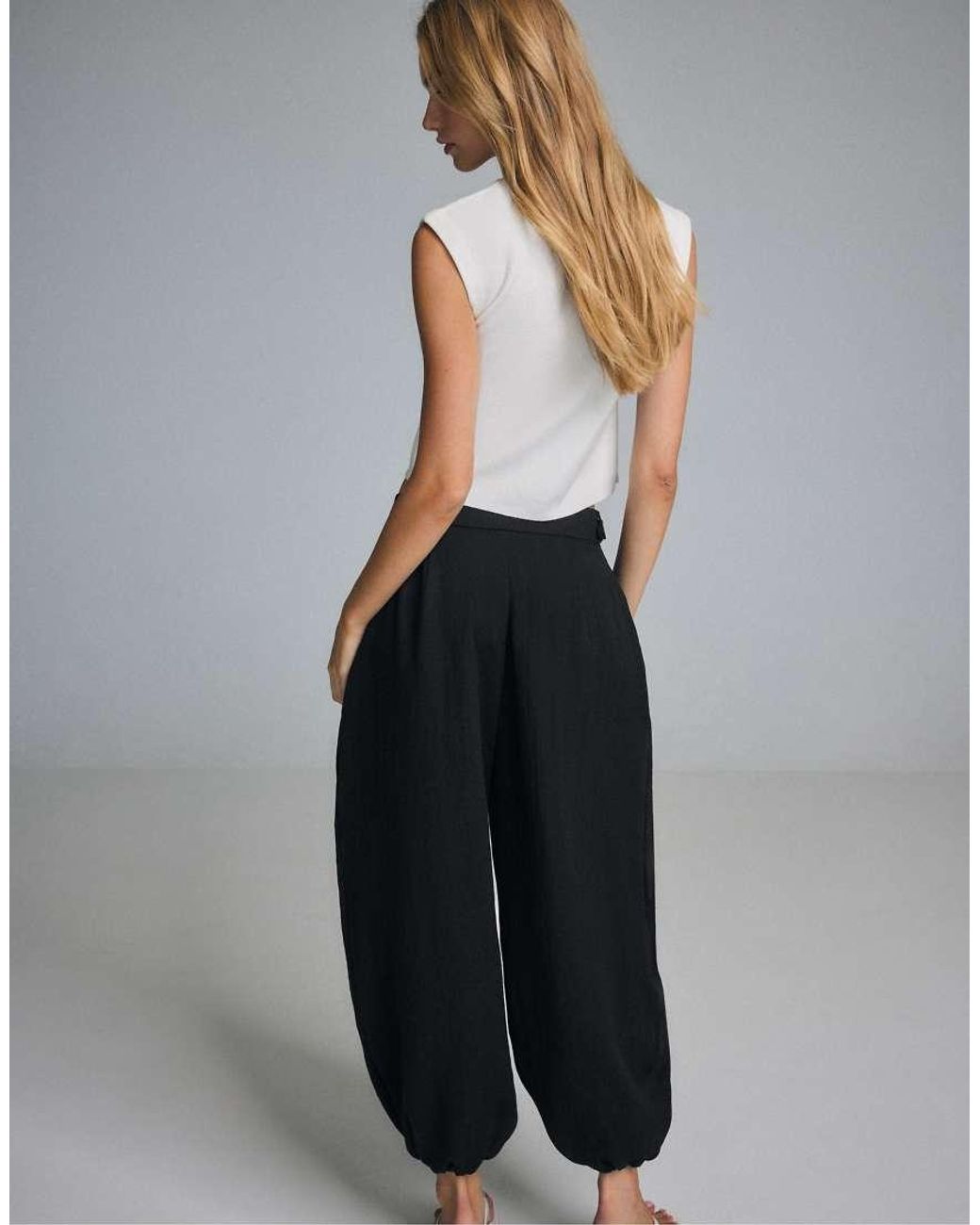 Stradivarius Blue Sarouel Trousers With Buckle