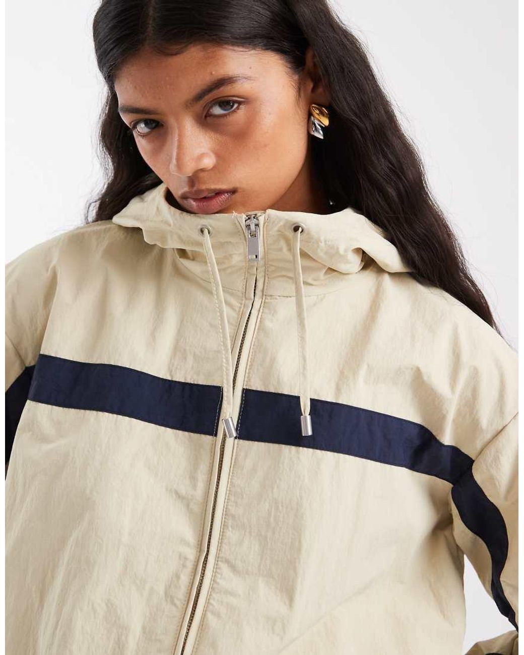 ASOS Blue Colour Block Track Jacket With Hood