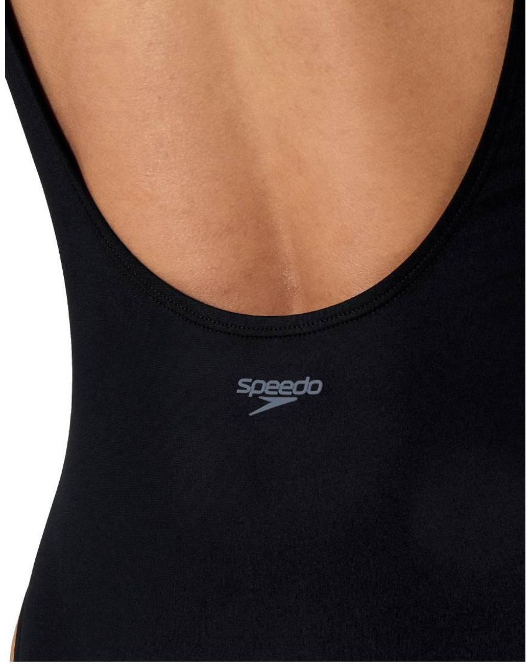 Speedo Black Solid High Neck Swimsuit