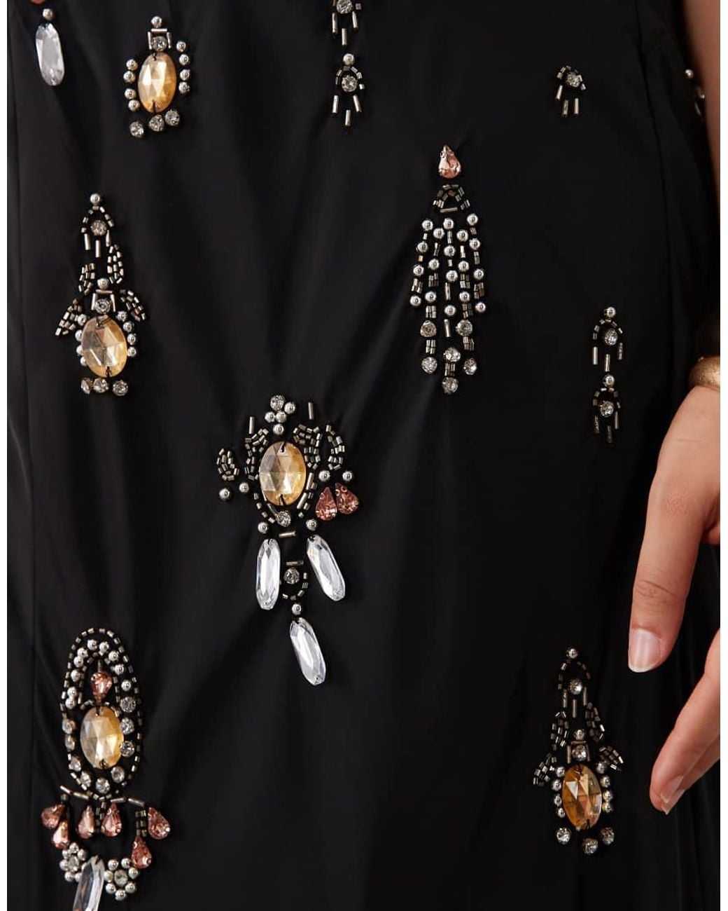 ASOS Black Asos Design Curve Jewel Embellished V-neck Maxi Dress