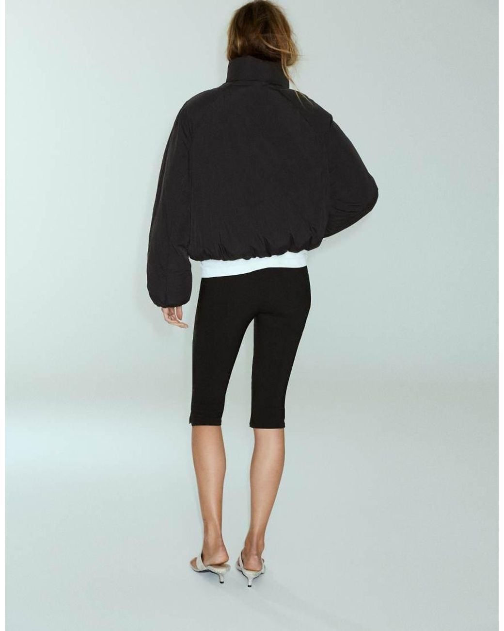 Pull&Bear Black Funnel Neck Puffer Jacket