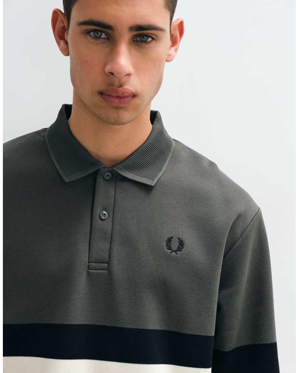 Fred Perry Multicolor Colour Block Collared Sweatshirt for men