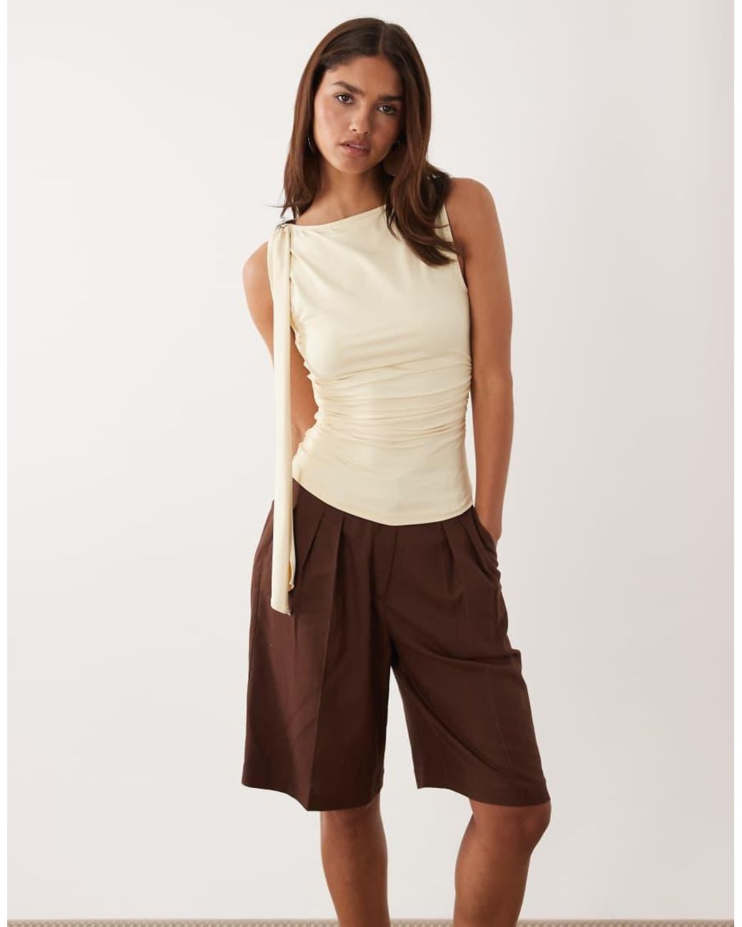 ASOS Natural Scarf Top With Hardware Trim