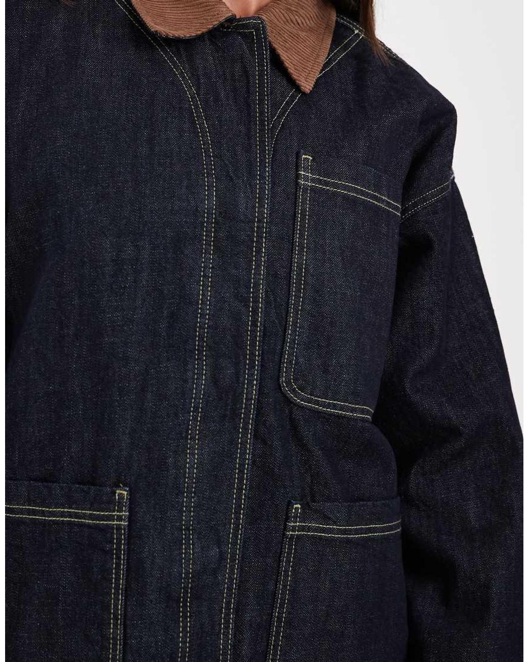 JJXX Blue Denim Barn Jacket With Cord Collar