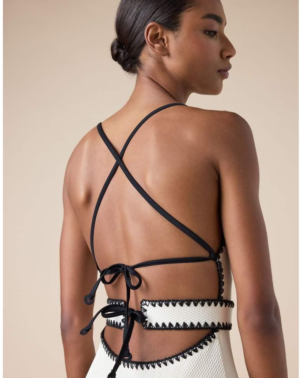 Calzedonia Natural Swimsuit Bicolor Embroidery