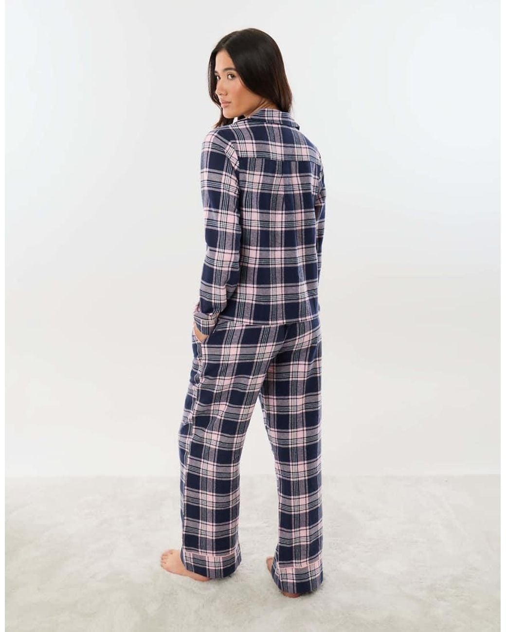 Threadbare Blue Cotton Button Up Pyjama Set