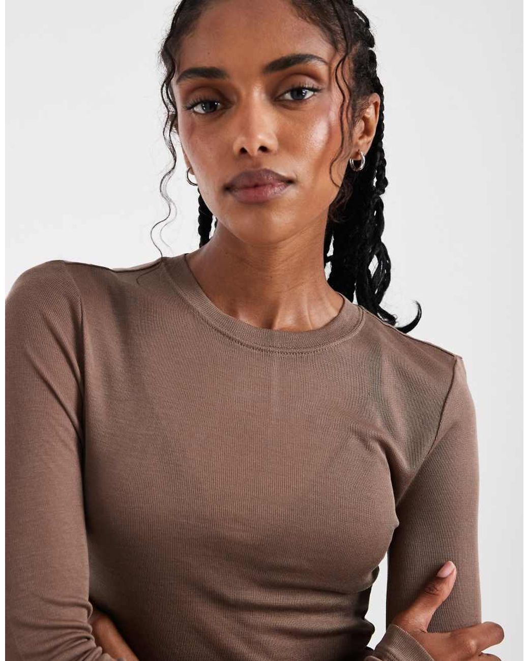 ASOS Brown Lounge Semi Sheer Long Sleeve Top