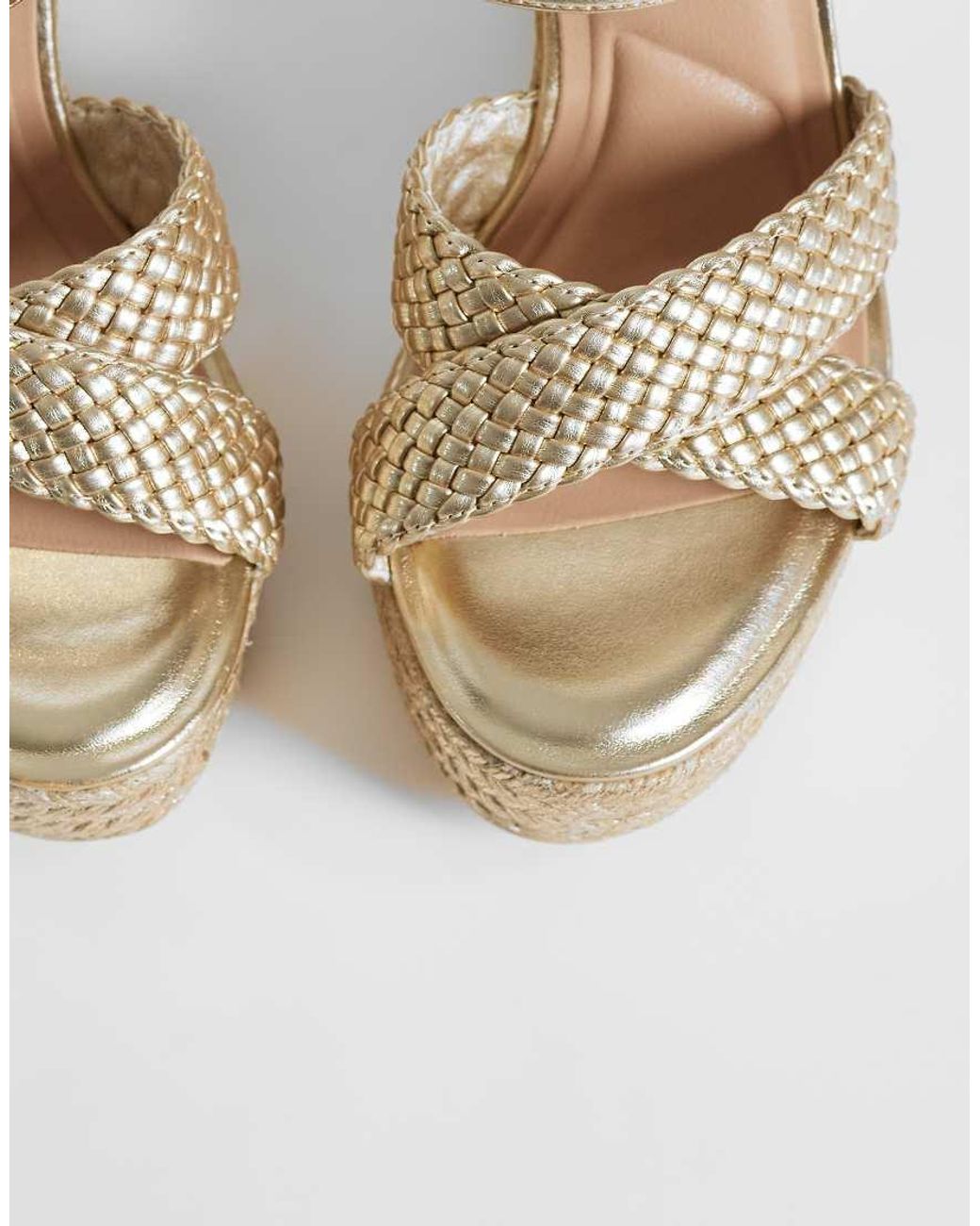 New Look Metallic Cross Strap Plaited Wedge Sandal