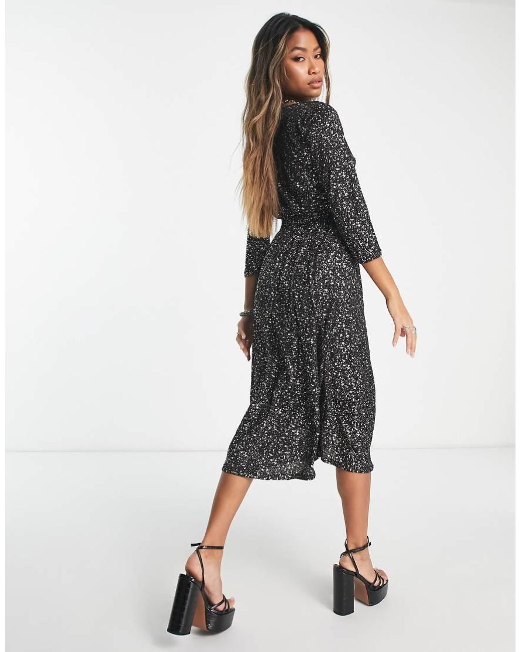 ONLY Black Wrap Midi Dress
