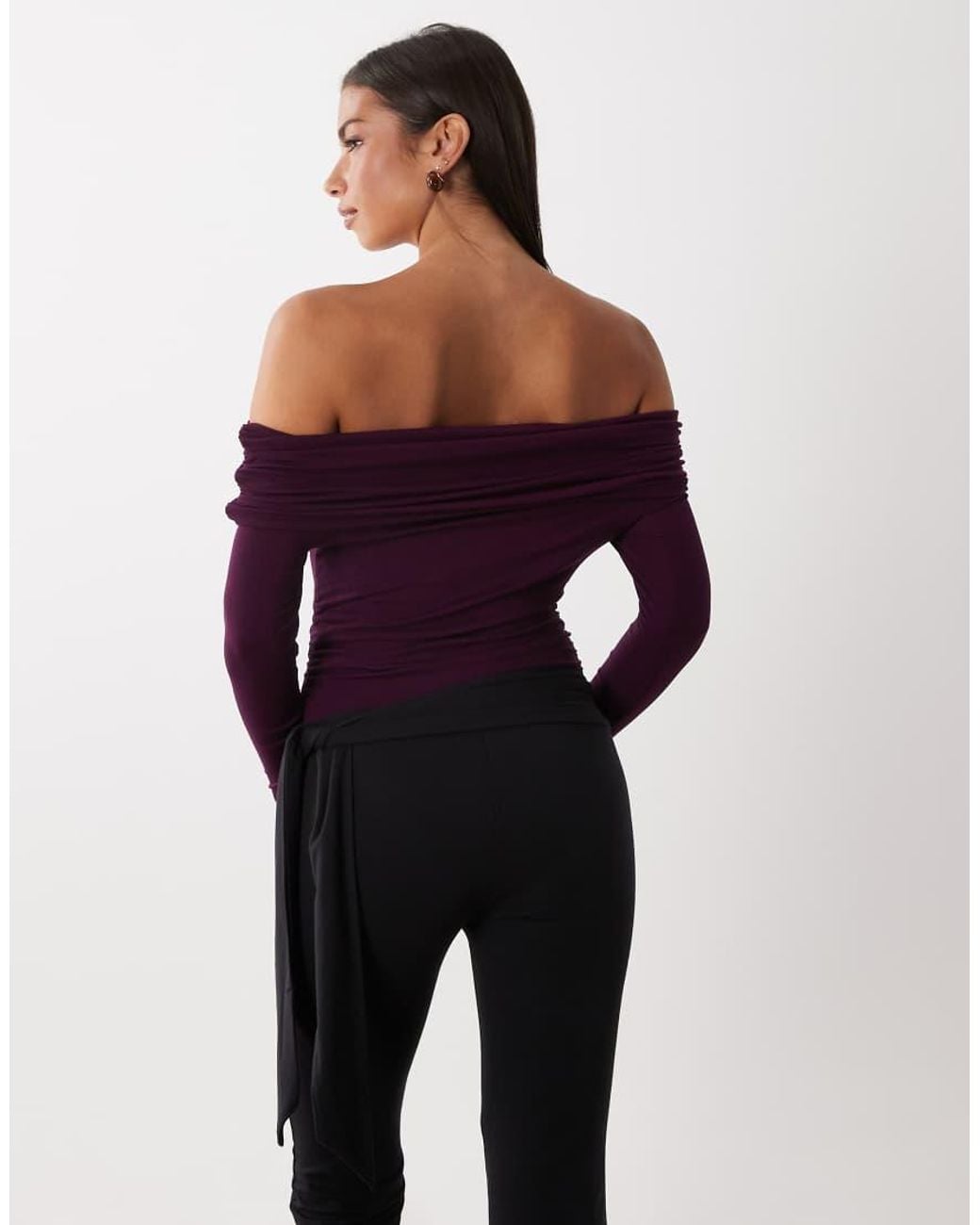 Miss Selfridge Purple Wrap Bardot Bodysuit