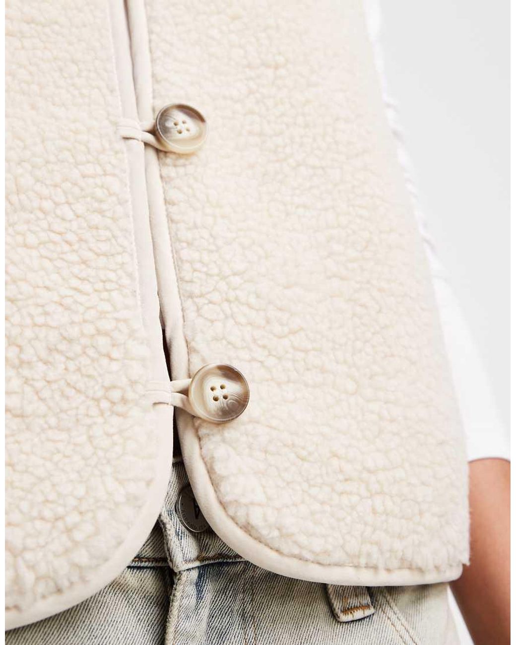 Vero Moda Natural Boxy Teddy Gilet