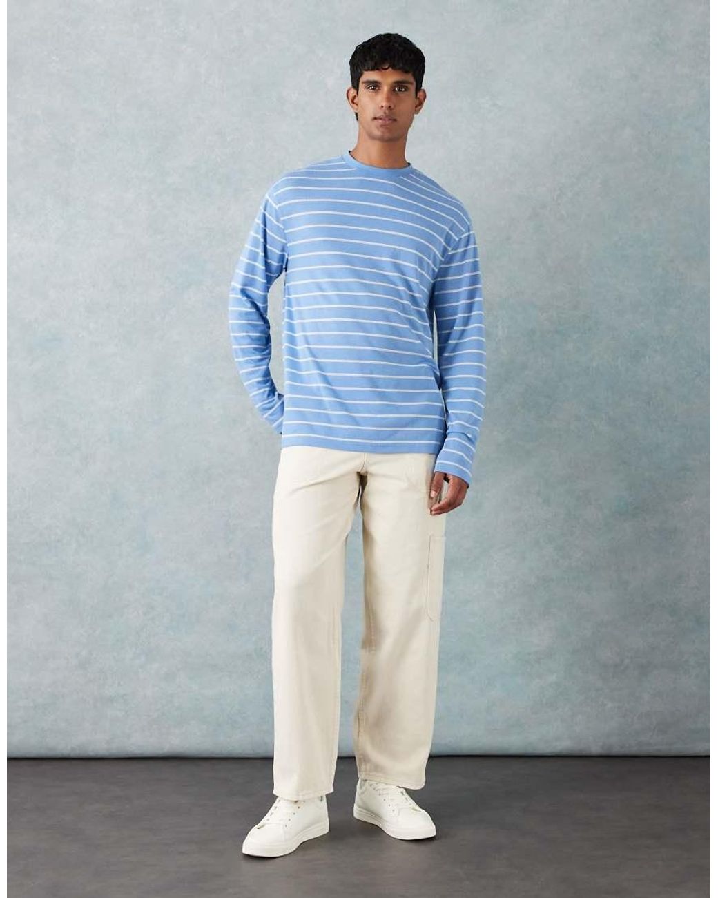 ASOS Blue Relaxed Long Sleeve T-shirt for men