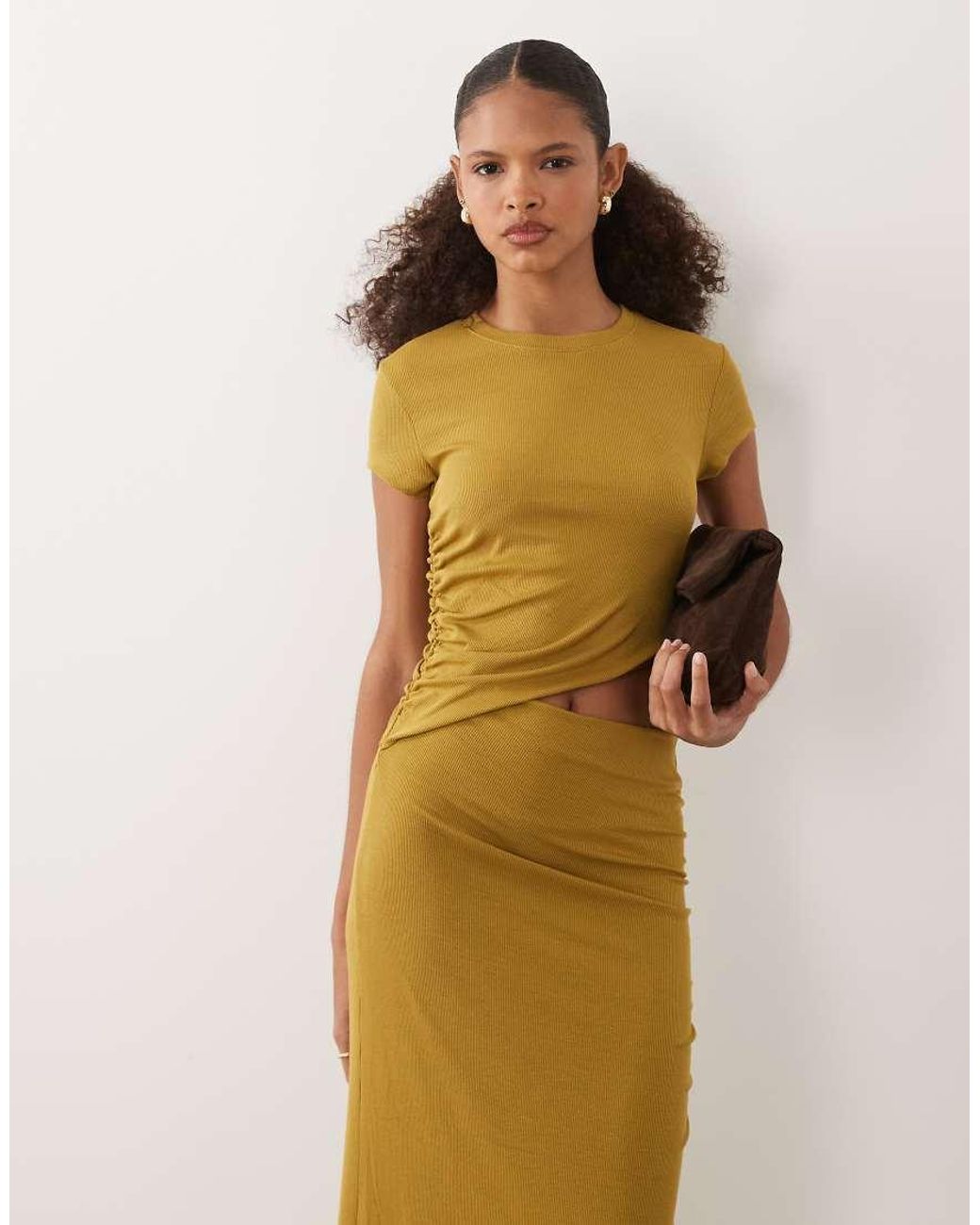 ASOS White Light Rib Cut Out Midi Dress