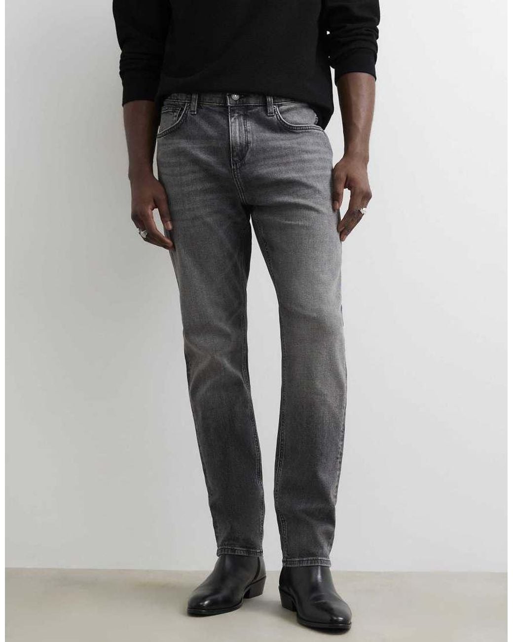 River Island Gray Slim Fit Jeans for men